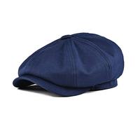 BOTVELA Cappello piatto da uomo 8 pezzi Newsboy 100% cotone Gatsby Ivy Golf Cabbie, Marina Militare, 7.125