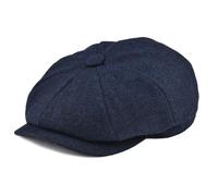 BOTVELA Cappello Piatto in Tweed a Spina di Pesce da Uomo, 8 Pannelli, in Miscela di Lana, Blu navy, S