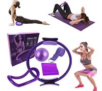 Bouasgh - Set Pilates e Yoga 11 Pezzi - Kit Casa con fasce di resistenza, anelli per gambe, braccia e cosce