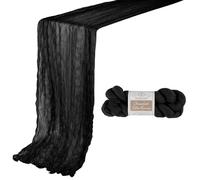 BOUBONI 1 runner da tavola in garza bohémien, 3 m, nero, 89 x 305 cm, runner da tavola per formaggi, per feste di compleanno, matrimoni, baby shower, decorazioni natalizie, eventi speciali