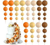 BOUBONI 48 Pz Palline Cake Topper Decorazioni Schiuma Cupcake Topper Palline Decorazioni per Torta Compleanno per Feste di Compleanno Matrimonio Anniversario (Arancione, Giallo, Albicocca, Kaki)