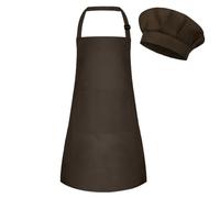 BOUBONI Grembiule e cappello da cuoco per bambini, set di grembiule da cucina regolabile con 2 tasche, cappello da cuoco e grembiule per cucinare e dipingere, marrone H., L