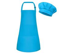 BOUBONI Grembiule e cappello da cuoco per bambini Set Grembiule da cucina artistico regolabile con 2 tasche Cappello da cuoco e grembiule per bambini piccoli per cucinare, cuocere al forno e dipingere