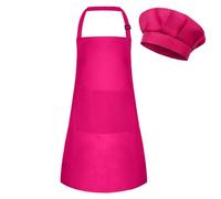 BOUBONI Set di grembiule e cappello da cuoco per bambini Regolabile Grembiule da cucina con 2 tasche Grembiule e cappello da cuoco per bambini per cucinare, cuocere, dipingere, S