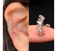 Boucle d'oreille clip feuille d'or, sans perÃ§age, style vintage, ornÃ©e de cristaux et de zirconiums cubiques. Bijou de soirÃ©e pour femme.