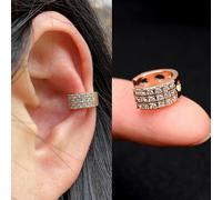 Boucle d'oreille clip feuille d'or, sans perÃ§age, style vintage, ornÃ©e de cristaux et de zirconiums cubiques, bijou de soirÃ©e pour femme. Or rond.