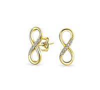 Boucles D'Oreilles Classiques En Zirconium Cubique Pour L'Éternité Symbole De Nœud D'Amour Romantique Pour L'Éternité Boucles D'Oreilles Infinity Pour Femmes Plaqué Or Jaune 14K .925 Argent Sterling