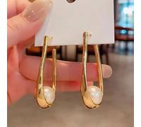 Boucles D'oreilles Pendantes En Perles Synthétiques De Style Vintage Français Pour Femmes, Design En Forme De U Unique, Bijoux De Haute Qualité Avec Un Sens Du Style Tagli UnicaLega di zinco