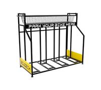 Boudech Parkade - Rastrelliera Portabici 4 Posti Supporto per Bicicletta a Pavimento da Garage con Cesta Portaoggetti e 4 Ganci in Metallo Nero