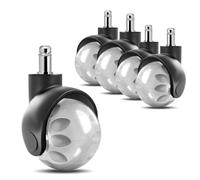 BOUDOI Ruote Sedia Ufficio, 11X 22MM Set di 5 Rotelle Sedia Ufficio,Ruote per Sedie Girevoli Senza Graffi,Rotelle da Sedia Universali Ruote Girevoli Non Trattengono Peli Capelli (Argento)