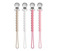 BOUESA - Set di 4 clip per ciuccio per ragazze, ciuccio per bambini, clip in silicone con divisori, per tenere pulito il ciuccio, porta ciuccio