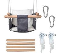 BOUFEIDA Altalena per Bambini, Seggiolino Altalena per Bambini in Legno con Cuscino, Corde Regolabili Altalena Neonato, per Interni Casa Esterni Giardino, Grigio