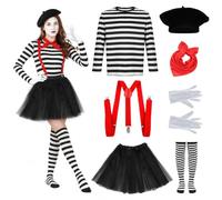 BOUFEIDA Costume Mimo Donna Uomo,Costume Costume Halloween