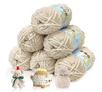 BOUFEIDA Lana ciniglia Chunky per uncinetto filato spesso, 6 rotoli di lana spessa 50 g per lavorare a maglia, Velvety Baby Wool, filato di ciniglia per cappelli, sciarpe, calze, borsa (cachi chiaro)