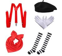 BOUFEIDA Pantomime Costume da donna, 7 pezzi, costume francese per adulti