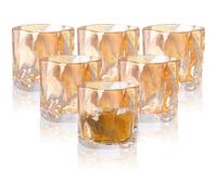 BOUFEIDA Set di 6 bicchieri da whisky in cristallo irregolare da 200 ml, ideali per bicchieri da cocktail, bar, appartamenti, cucine (ambra)