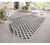 bougari Nizza - Tappeto Reversibile per Interni ed Esterni, 160 x 230 cm, Colore: Nero/Crema