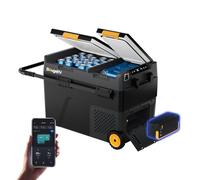 BougeRV CRD2 V2.0 49L Compressore Coolbox con batteria da 240 Wh, doppia porta con batteria a due zone con ruote e manico, 12 V/24 V 230 V, funzionamento a batteria con controllo app, IPX4, -20 ℃ ~ 20