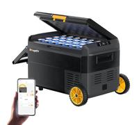 BougeRV CRS 40L Compressore Frigorifero Box con Maniglia, Ruote Frigorifero Auto 12V 230V con Controllo APP Cestello Integrato, Freezer Camping Frigorifero Elettrico IPX4 Impermeabile per Viaggi Barca