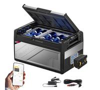 BougeRV Rocky2 - Contenitore refrigerante per auto con batteria da 39 l, 12 V, 230 V, con funzionamento a batteria, 173 Wh, ricaricabile, ricarica solare a doppia zona, 12/24 V, campeggio, 5,7 cc