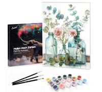 Bougimal Dipingere con i Numeri Adulti Paesaggi, Kit per dipingere con i Numeri con pennelli e pigmento Acrilico Regalo, Fiori 7, Con Telaio 28 * 35 cm