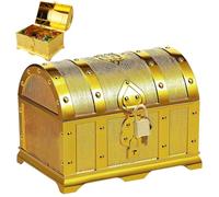 BouGPeng Scrigno del tesoro con monete d'oro Scrigno del Tesoro Monete Piccoli scrigni del tesoro Baule del Tesoro con gemme lucchetto d'oro per Regalo per bambini(14x11x10cm)