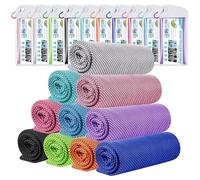 Bouiexye 10 Stück Kühlendes Handtuch 100 x 30 cm Kühltuch 10 Farben Kühlhandtuch Mikrofaser Handtuch Sofortige Cooling Towel für Sport Fitness Yoga Reise Laufen