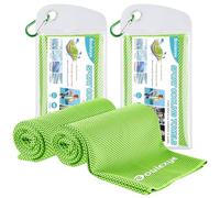 Bouiexye 2 Stück Kühlendes Handtuch 100 x 30 cm Kühltuch Grün Kühlhandtuch Mikrofaser Handtuch Sofortige Cooling Towel für Sport Fitness Yoga Reise Laufen