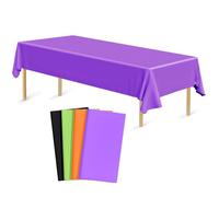 Bouiexye 4 Stück Einweg Tischdecken 137 x 274 cm Tischdecke aus Kunststoff Grün Schwarz Lila Orange Rechteckige Tischabdeckung Gartentischdecke für Gastronomie Party Hochzeiten Grillen Picknick