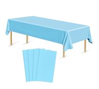 Bouiexye 4 Stück Einweg Tischdecken 137 x 274 cm Tischdecke aus Kunststoff Hellblau Rechteckige Tischabdeckung Gartentischdecke für Gastronomie Party Hochzeiten Grillen Picknick