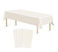 Bouiexye 4 Stück Einweg Tischdecken 137 x 274 cm Tischdecke aus Kunststoff Ivory Rechteckige Tischabdeckung Gartentischdecke für Gastronomie Party Hochzeiten Grillen Picknick