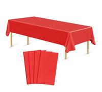 Bouiexye 4 Stück Einweg Tischdecken 137 x 274 cm Tischdecke aus Kunststoff Rot Rechteckige Tischabdeckung Gartentischdecke für Gastronomie Party Hochzeiten Grillen Picknick