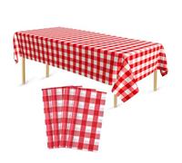 Bouiexye 4 Stück Einweg Tischdecken 137 x 274 cm Tischdecke aus Kunststoff rot weiß kariert Rechteckige Tischabdeckung Gartentischdecke für Gastronomie Party Hochzeiten Grillen Picknick