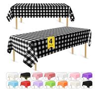 Bouiexye 4 Stück Einweg Tischdecken 137 x 274 cm Tischdecke aus Kunststoff schwarz weiß kariert Rechteckige Tischabdeckung Gartentischdecke für Gastronomie Party Hochzeiten Grillen Picknick