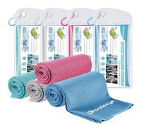 Bouiexye 4 Stück Kühlendes Handtuch 100 x 30 cm Kühltuch Seeblau Himmelblau Rosenrot Grau Kühlhandtuch Mikrofaser Handtuch Sofortige Cooling Towel für Sport Fitness Yoga Reise Laufen