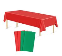 Bouiexye Confezione da 4 tovaglie usa e getta in plastica rosso verde scuro, 137 x 274 cm, tovaglie rettangolari per interni ed esterni, feste di Natale, compleanni, matrimoni, anniversari, tavoli da
