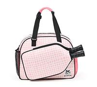 Boulder Bee Borse da pickleball, borsa tote da donna, borsa da palestra a mano/spalla con porta bottiglia d'acqua, con supporto per racchetta da pickleball/pagaia (rosa a quadri)