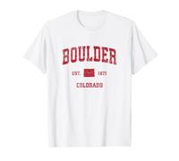 Boulder Colorado CO - Stampa rossa vintage Maglietta