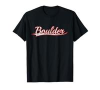 Boulder Colorado Rocky Mountains Vintage Varsity Distressed Maglietta