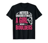 Boulderer Ragazza Dominio Passione Forza Pietra Maglietta