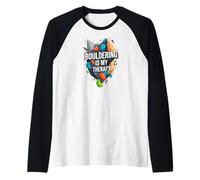 Bouldering Is My Therapy Climber Rock Climbing Design Maglia con Maniche Raglan