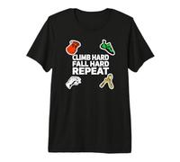Bouldering Rock Climb Hard Fall Hard Repeat Maglietta Premium