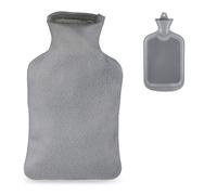 Relaxdays Borsa dell’Acqua Calda con Fodera, Boule Scaldaletto 1,5 L, Terapia Calore Adulti e Bambini, Gomma, Grigio, 33.5 x 18.5 x 4 cm