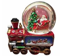 Boule de neige Carillon Babbo Natale con albero e trenino 15cm