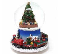 Boule de neige carillon con albero di Natale e trenino18x14x14cm