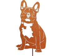 Bouledogue Français Arrugginito Decorazioni Giardino per Esterno, 58cm