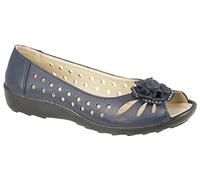 Boulevard - Ballerine da donna in finta pelle, nere con suola nera e punta aperta, DAYNA, Blu (blu navy), 40 EU