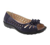 Boulevard - Ballerine da donna in finta pelle, nere con suola nera e punta aperta, DAYNA, Blu (Blu Navy Pu), 39 EU