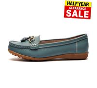 Boulevard Camila Mocassini Donna in Pelle Blu Baby Blue Con Nappa Slip-On