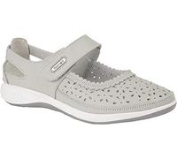 Boulevard - Scarpe da donna, calzata comoda, con finestrella sul tallone e cinturino perforato, Grigio chiaro, 37 EU